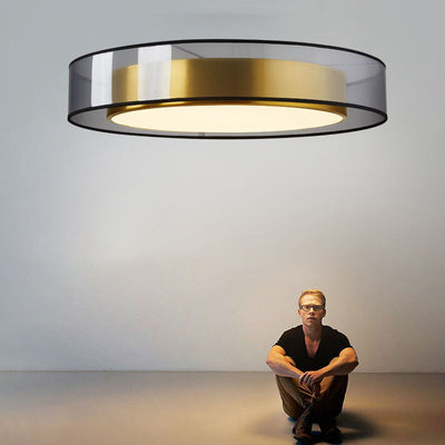 Contemporary Nordic Iron Brass Acrylic Round LED Flush Mount Ceiling Light For Living Room