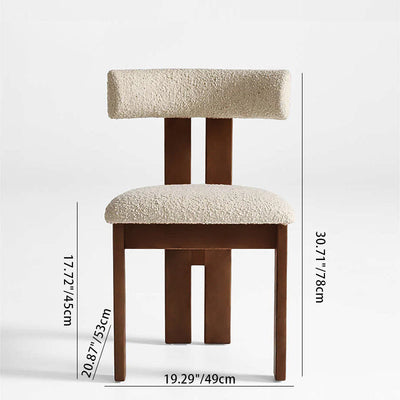 Contemporary Scandinavian Semi-round Solid Wood Lambswool High Resilience Sponge Dining Chair Backrest For Dining Room