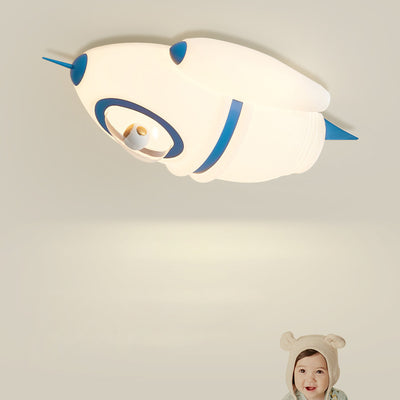 Contemporary Creative Kids Rocket Iron Plastic LED Flush Mount Ceiling Light For Bedroom