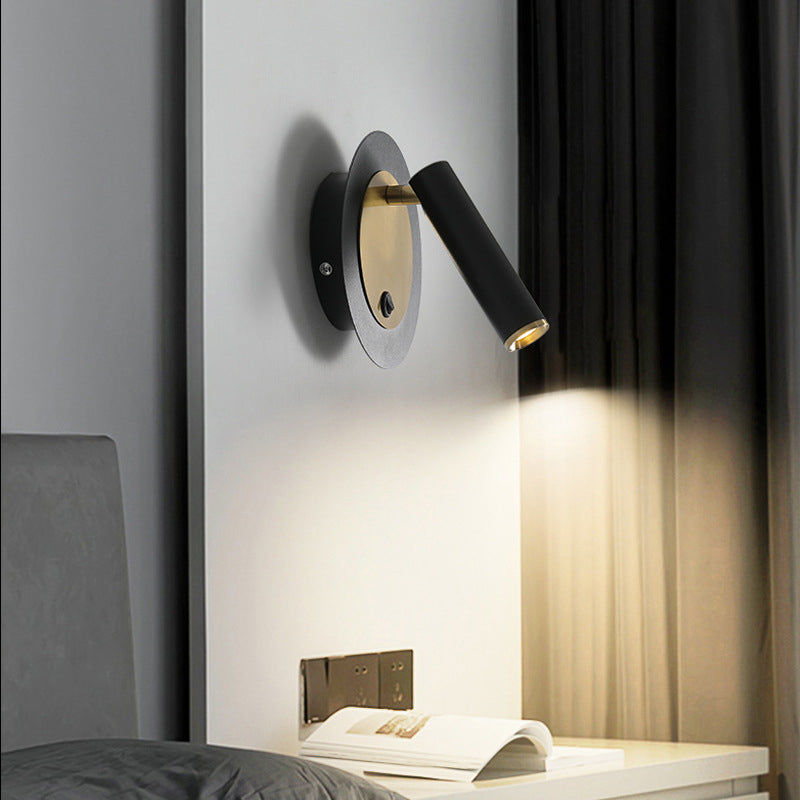 Modern Minimalist Rotatable Round Square Cylinder Metal LED Wall Sconce Lamp For Bedroom