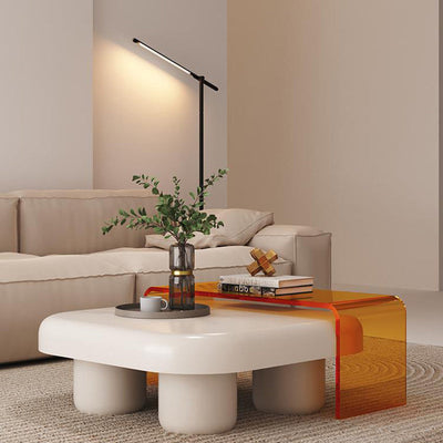 Modern Minimalist Square Tabletop Medium-density Fiberboard Acrylic Coffee Table 4-Leg For Living Room