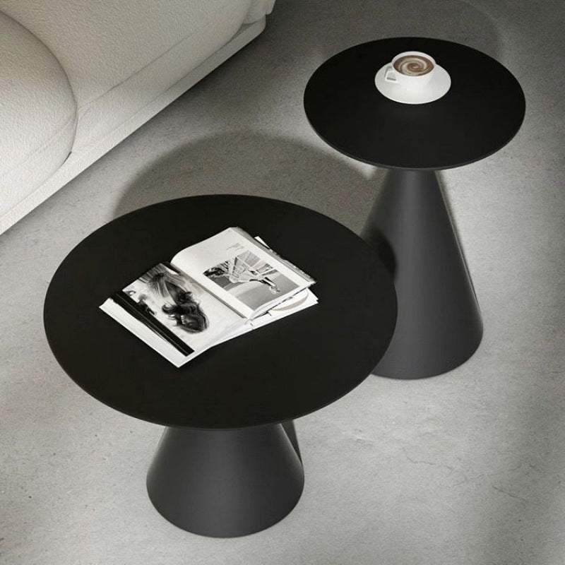 Modern Minimalist Round Cone Aluminum Metal End Table 1-Tier For Living Room