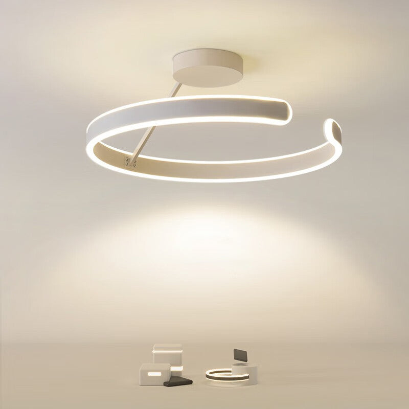 Modern Minimalist Round Aluminium Acrylic LED Semi-Flush Mount Ceiling Light For Bedroom