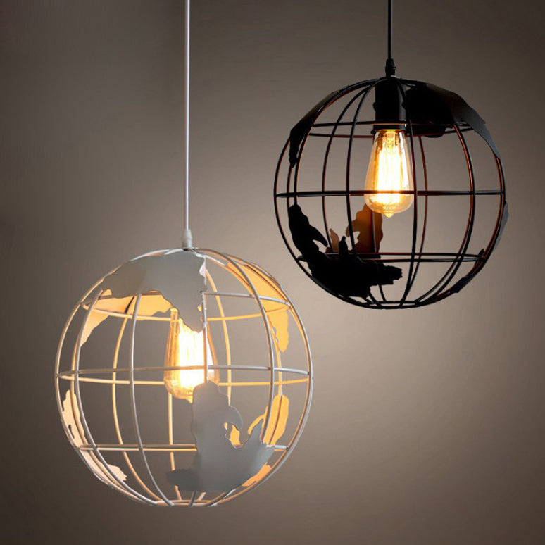 Contemporary Industrial Round Globe Iron Mesh Shade 1-Light Pendant Light For Living Room