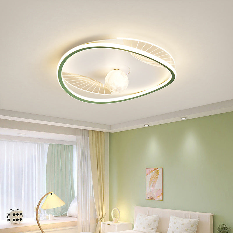 Modern Minimalist Circular Ring Iron Acrylic Aluminum LED Flush Mount Ceiling Light For Bedroom