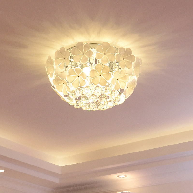 Contemporary Scandinavian Branch Floral Glass Crystal Metal 1/4/6/8/10 Light Flush Mount Ceiling Light For Living Room