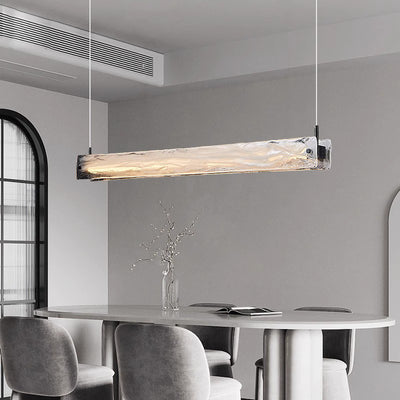 Modern Minimalist Long Strip Iron Aluminum Glass LED Island Light Pendant Light For Study Room