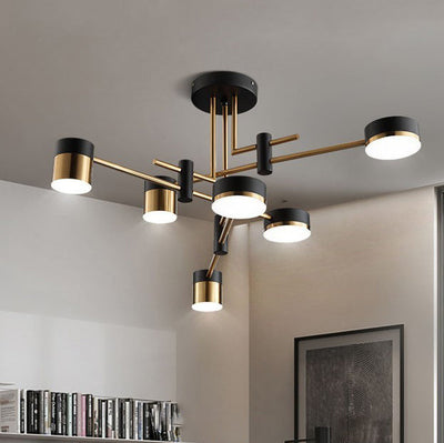 Contemporary Scandinavian Iron Acrylic Round LED Semi-Flush Mount Ceiling Light For Living Room