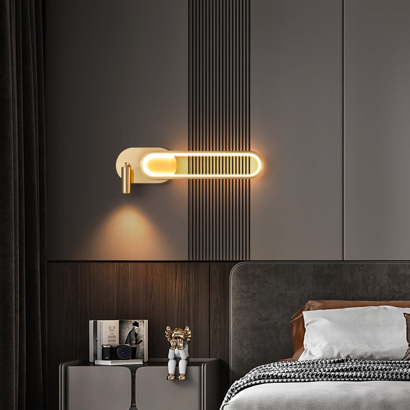 Modern Minimalist Brass Elliptical Circle LED Wall Sconce Lamp For Bedside