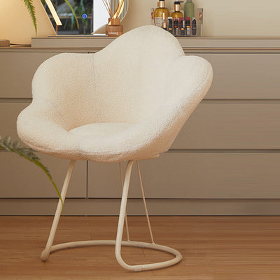 Modern Minimalist Plum Round Lambswool Metal Vanity Stool Backrest Armless For Bedroom