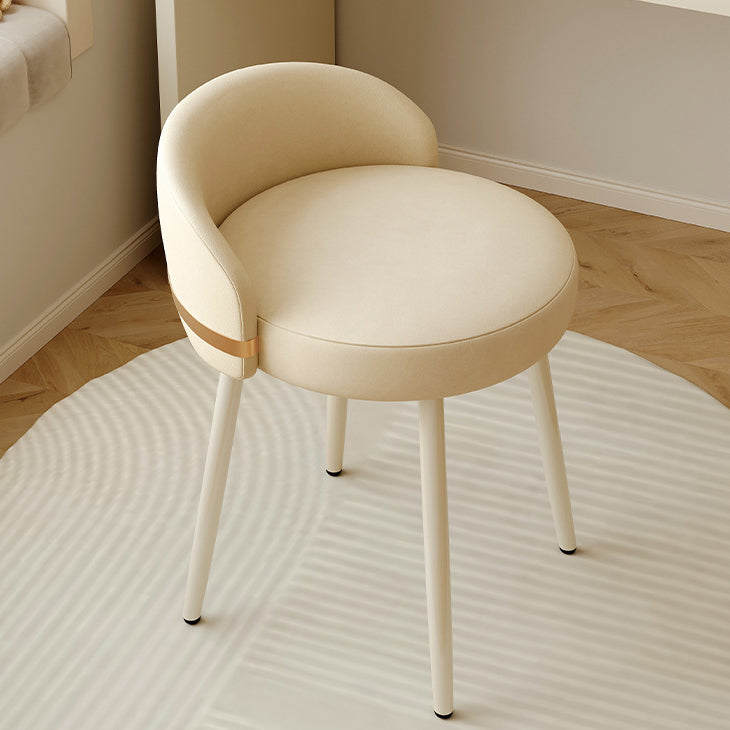 Tabouret de coiffeuse rond en cuir et métal avec dossier en éponge pour chambre à coucher 