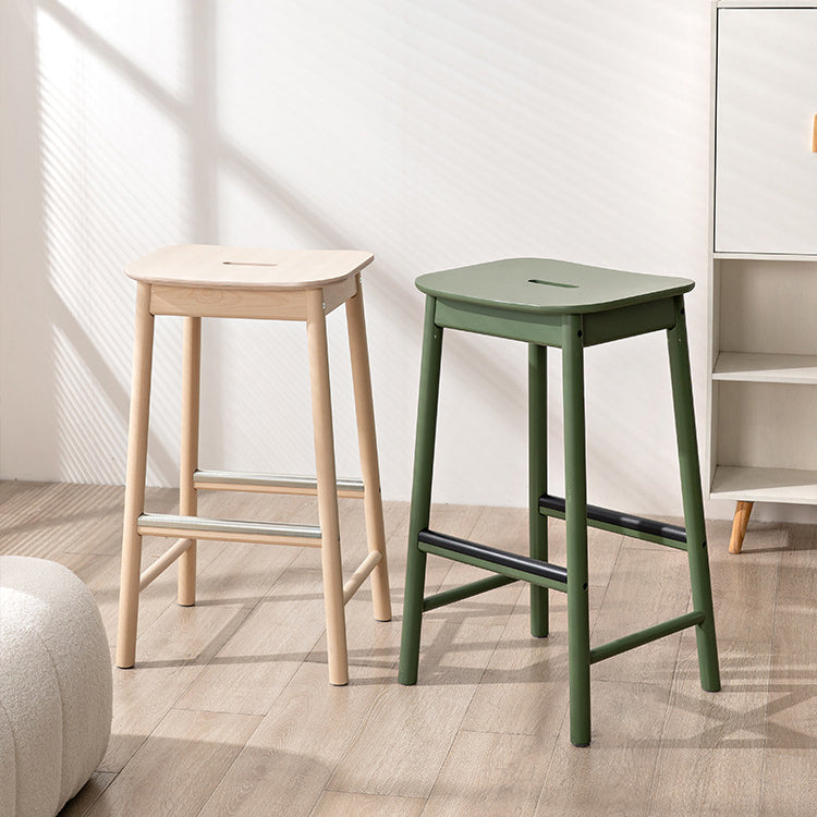 Modern Minimalist Rectangular Birch Bar Stool Footrest For Dining Room