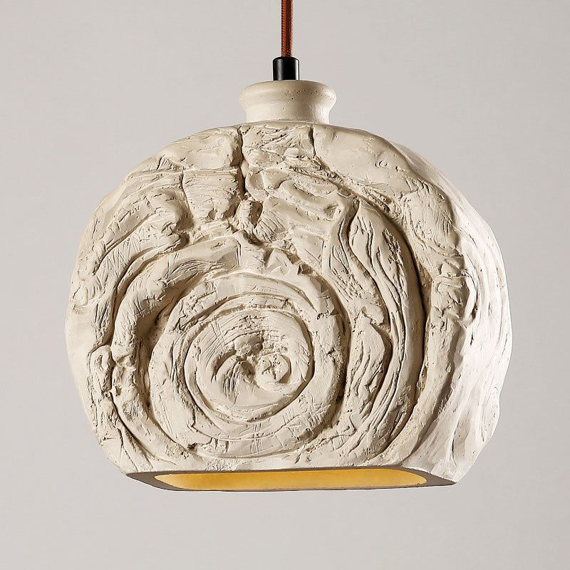 Contemporary Industrial Round Snail Shell Shape Cement 1-Light Pendant Light For Living Room