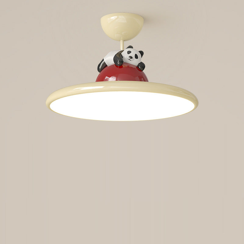 Contemporary Creative Cartoon Panda Elephant Iron Acrylic LED Semi-Flush Mount Ceiling Light For Bedroom