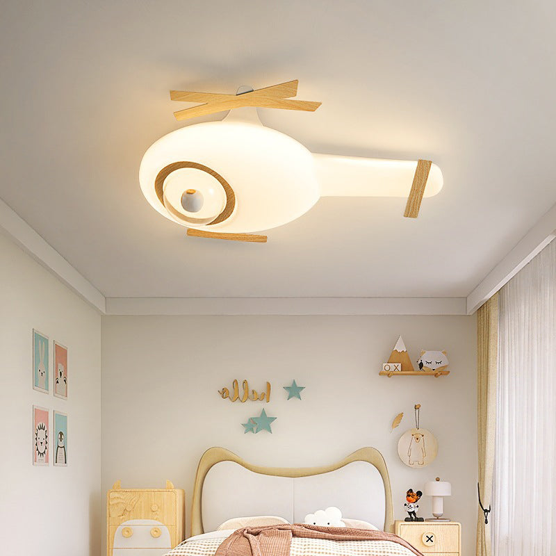 Modern Minimalist Kids Airplane Iron PE LED Flush Mount Ceiling Light For Bedroom