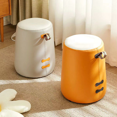 Contemporary Simplicity Cylinder Fabric Pouf Low Stool For Living Room