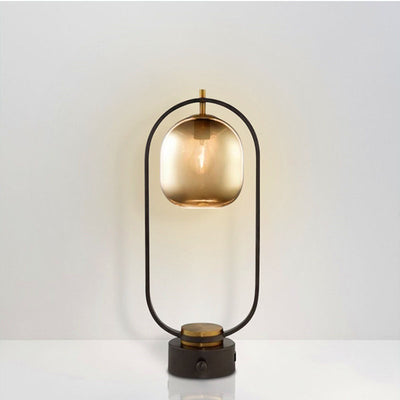 Modern Minimalist Creative Wrought Iron Oval 1-Light Table Lamp