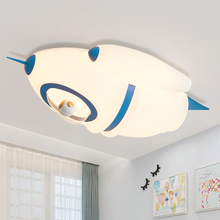 Contemporary Creative Kids Rocket Iron Plastic LED Flush Mount Ceiling Light For Bedroom