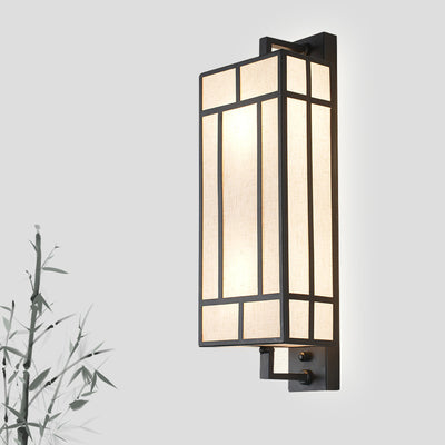 Contemporary Retro Rectangular Fabric Shade Iron 1-Light Wall Sconce Lamp For Dining Room