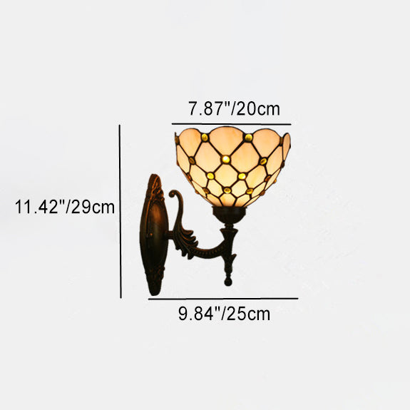 Traditional Tiffany Half Circle Hardware Glass 1-Light Wall Sconce Lamp For Bedroom