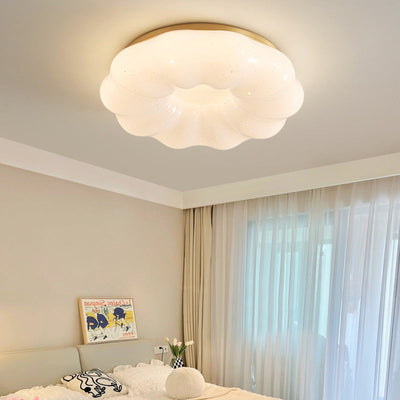 Contemporary Simplicity Copper Acrylic Flower Shade LED Semi-Flush Mount Ceiling Light For Living Room