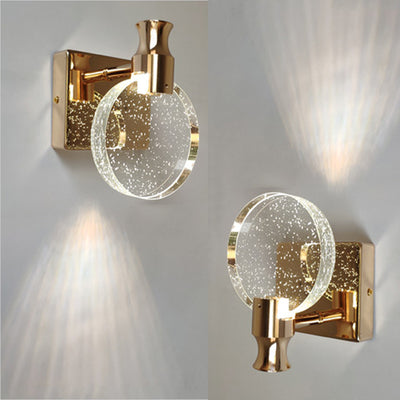 Contemporary Nordic Hardware Crystal Round LED Wall Sconce Lamp For Bedroom