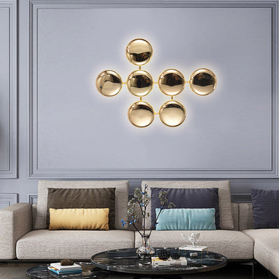 Contemporary Luxury Titanium Round Circle 10/14/24 Light Wall Sconce Lamp For Hallway