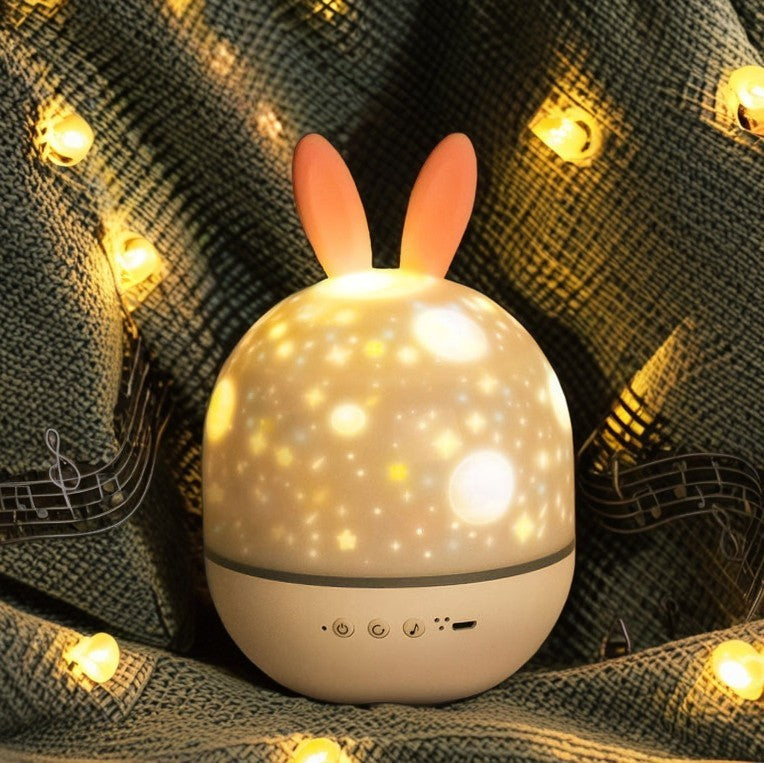 Contemporary Creative Kids Projectable Round Rabbit Deer ABS LED Table Lamp For Bedroom