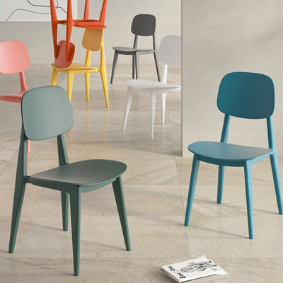 Contemporary Scandinavian Macaron Plastic Square Dining Chair Backrest For Dining Room