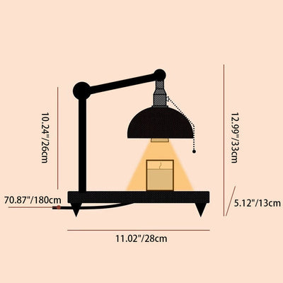 Contemporary Scandinavian Round Coconut Shell Metal 1-Light Aroma Melting Wax Table Lamp For Living Room