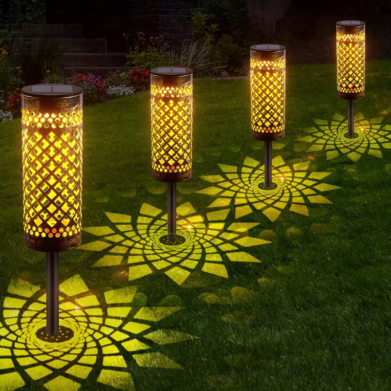 Zeitgenössische industrielle Zylinder Openwork LED Solar Rasen Einsatz Licht für Outdoor Patio 