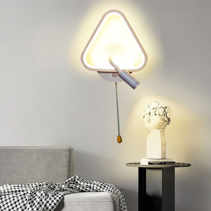 Contemporary Nordic Triangle Gull Aluminium Iron PC LED Wall Sconce Lamp With Spotlight For Bedside