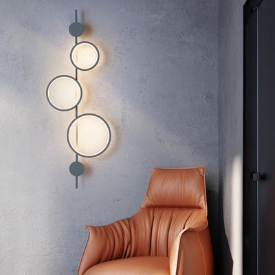 Modern Minimalist Multiple Circle Iron Silicone LED Wall Sconce Lamp For Living Room