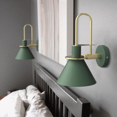 Contemporary Scandinavian Macaron Horn Iron 1-Light Wall Sconce Lamp For Hallway