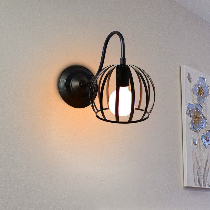 Industrial Retro Iron Hollow Semicircle 1-Light Wall Sconce Lamp
