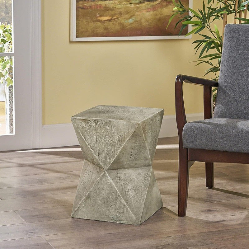 Contemporary Nordic Square Hexagonal Magnesium Oxide End Table For Living Room