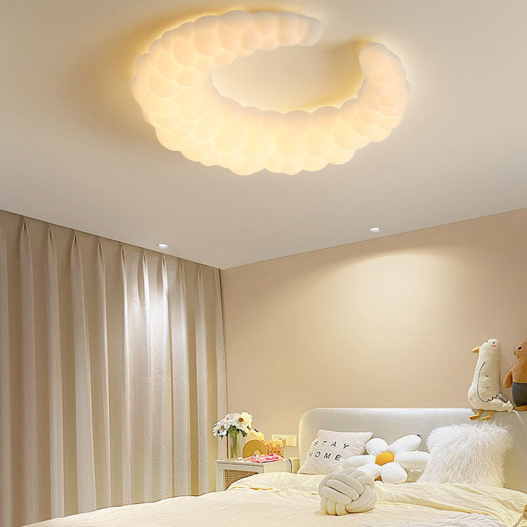 Modern Minimalist Moon Iron PE LED Flush Mount Ceiling Light For Bedroom