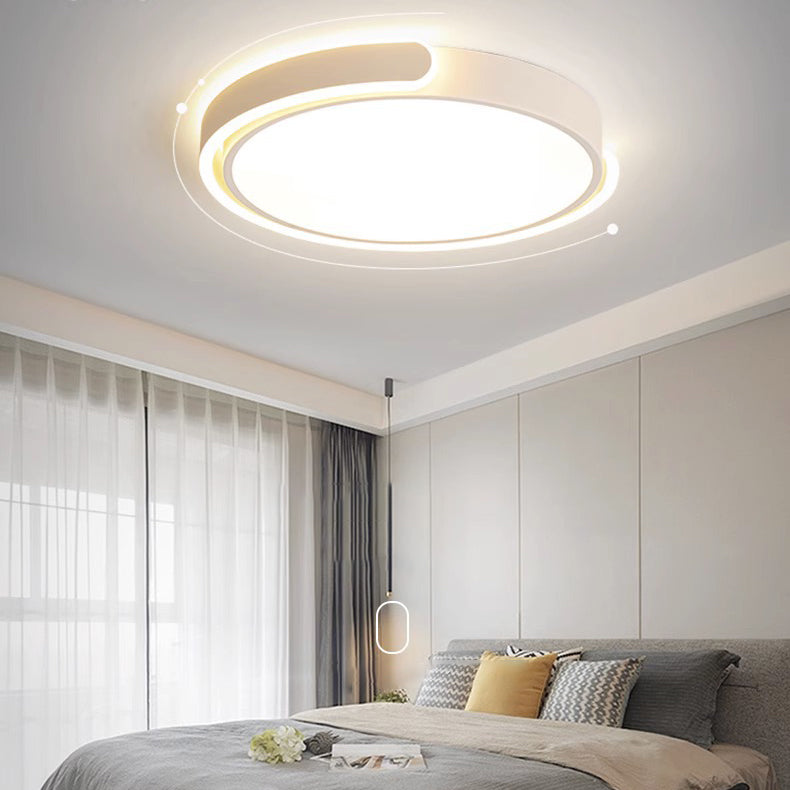 Modern Minimalist Round Aluminum Acrylic LED Flush Mount Ceiling Light For Bedroom