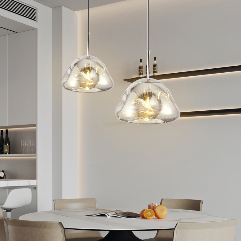 Contemporary Creative Irregular Round Acrylic PVC Metal 1-Light Pendant Light For Living Room