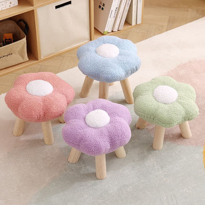 Contemporary Creative Flower Shape Velvet Footstool For Entryways