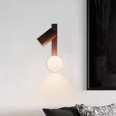 Modern Minimalist Linear Glass Wood 2-Light Wall Sconce Lamp For Bedroom