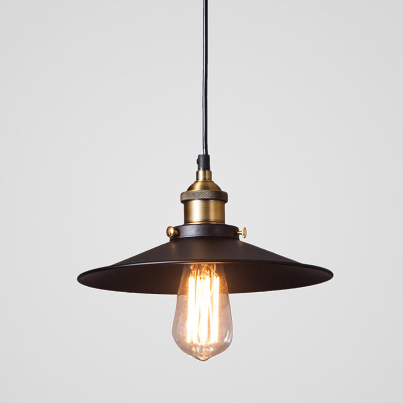 Contemporary Industrial Iron Saucepan Lid Shape Glass 1-Light Pendant Light For Dining Room