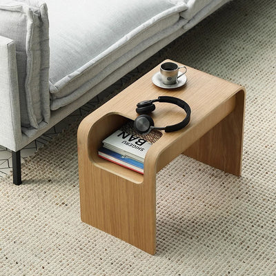 Table d'appoint rectangulaire moderne minimaliste en bois massif avec rangement pour salon 