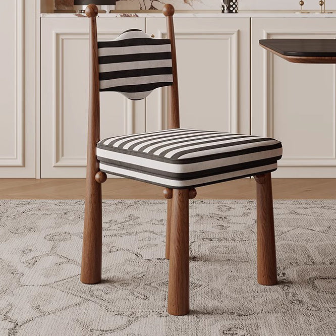 Traditional French Square Zebra Pattern Fabric Upholstered Ash Wood Dining Chair Backrest For Dining Room