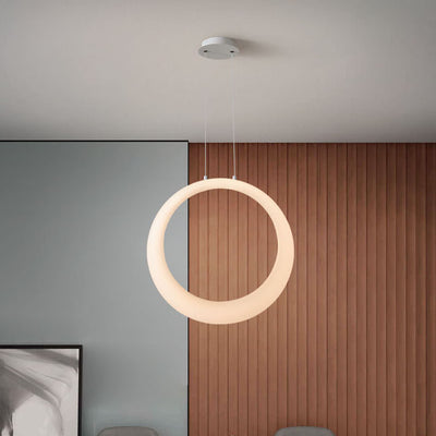 Nordic Minimalist PE Circle Ring Electroplated Iron LED Pendant Light