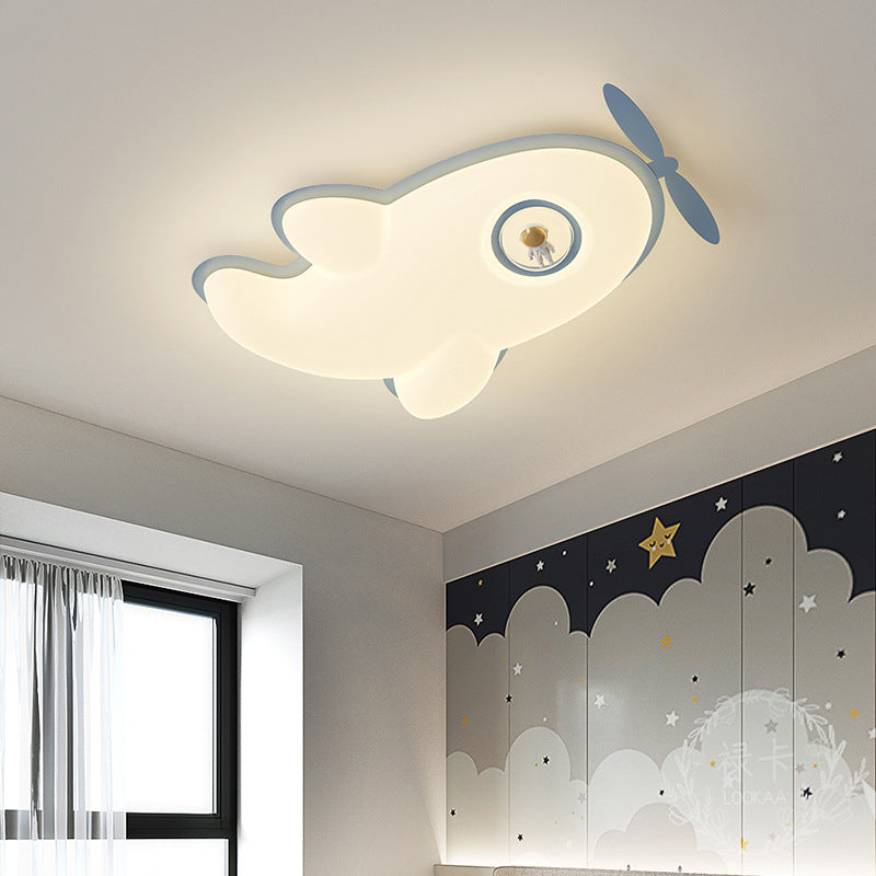 Contemporary Nordic Kids Iron PE Plane LED Flush Mount Ceiling Light For Bedroom