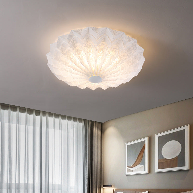 Contemporary Nordic Iron Acrylic Round Printed LED Flush Mount Ceiling Light For Bedroom