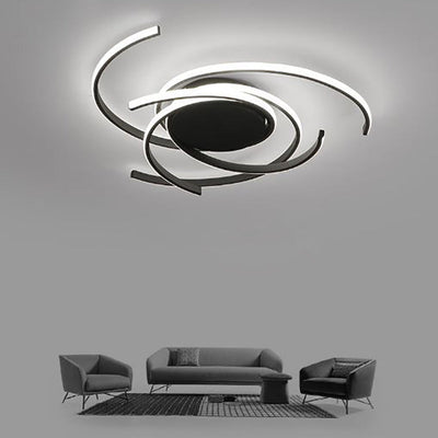 Modern Minimalist Aluminum Spiral Strip LED Flush Mount Ceiling Light For Bedroom