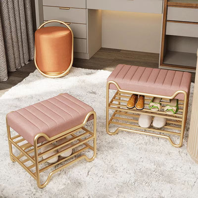 Modern Luxury Upholstered Rectangular Technology Cloth Sponge Portable Footstool Backless Armless For Entryways