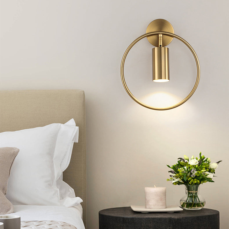 Modern Simplicity Iron Circle Cylinder 1-Light Wall Sconce Lamp For Bedside